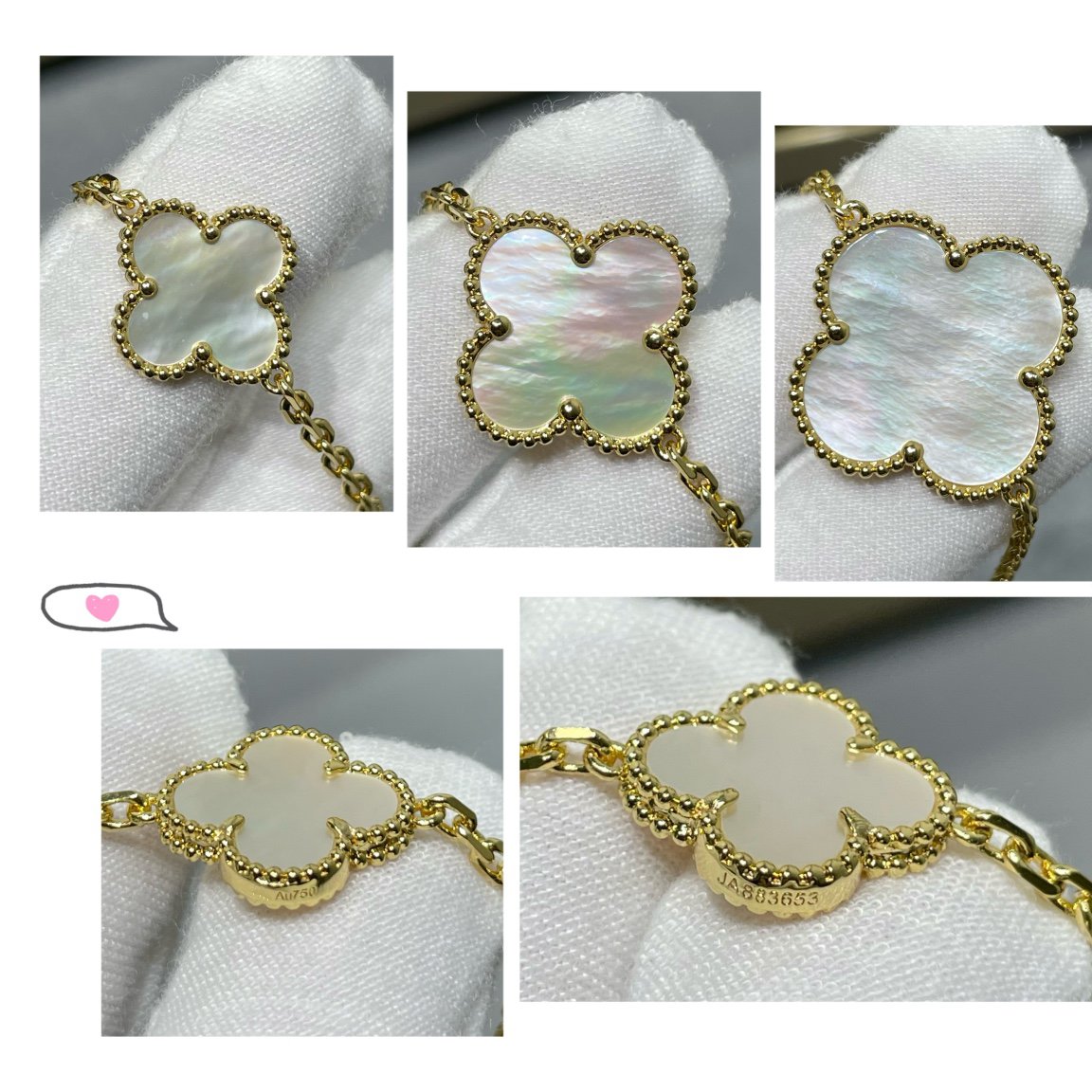 [⭐Corinne]CLOVER 16 MOTIF WHITE MOP GOLD NECKLACE