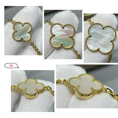 [⭐Corinne]CLOVER 16 MOTIF WHITE MOP GOLD NECKLACE