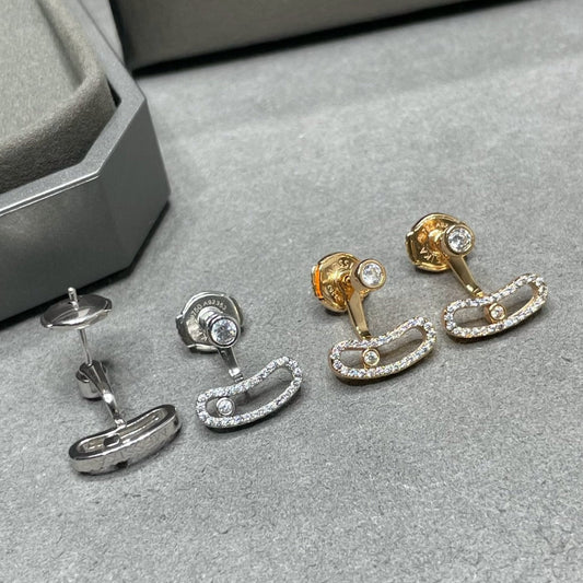 [⭐Corinne]MOVE UNO PINK GOLD DIAMOND EARRINGS