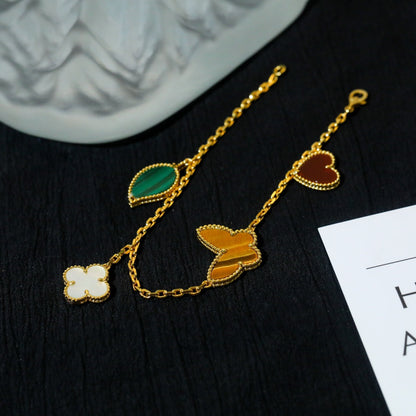 [⭐Corinne]LUCKY SPRING 5 MOTIF GOLD BRACELET