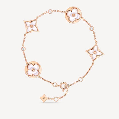 [⭐Corinne]STAR AND SUN 4 MOTIF WHITE MOP PINK GOLD BRACELET