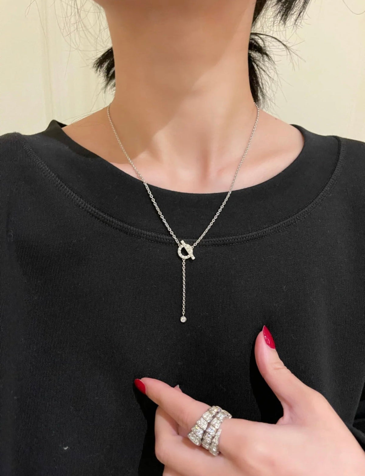 [⭐Corinne]FINESSE SILVER DIAMOND NECKLACE