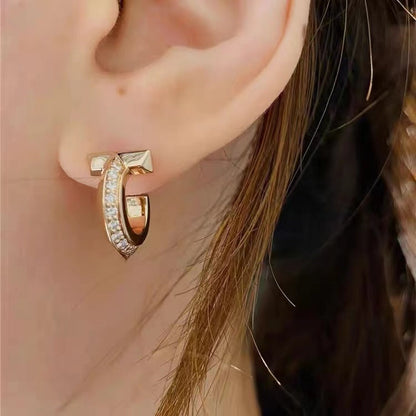 [Corinne]T1 HOOP DIAMOND EARRINGS