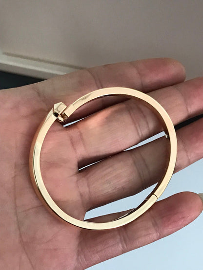 [Corinne]T1 WIDE DIAMOND HINGED BANGLE PINK GOLD