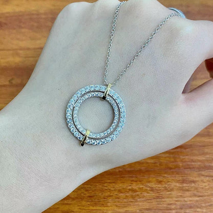 [Corinne]EDGE DIAMOND GOLD SILVER NECKLACE