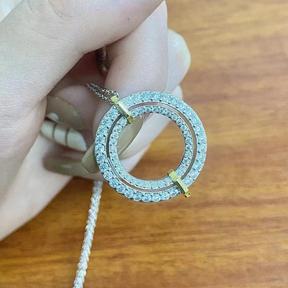 [Corinne]EDGE DIAMOND GOLD SILVER NECKLACE