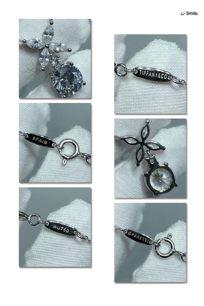 [Corinne]VICTORIA PENDANT SILVER DIAMOND NECKLACE