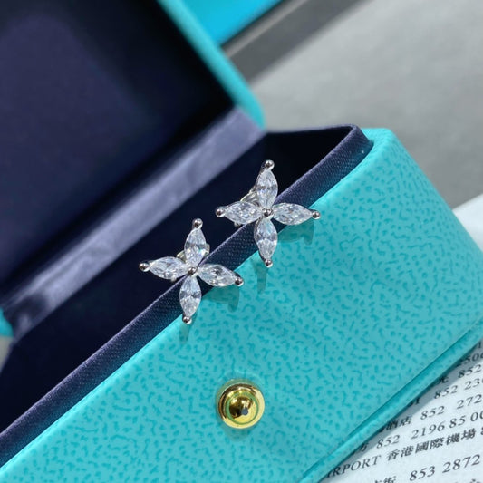 [Corinne]VICTORIA SILVER DIAMOND STUD MINI EARRINGS