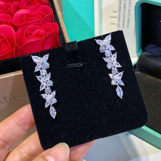 [Corinne]VICTORIA SILVER DIAMOND DROP EARRINGS
