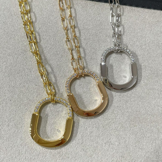 [Corinne]LOCK MEDIUM PENDANT DIAMOND NECKLACE