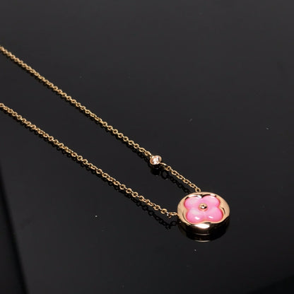 [⭐Corinne]COLOR BLOSSOM PINK MOP SUN GOLD NECKLACE