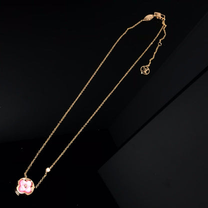 [⭐Corinne]COLOR BLOSSOM PINK MOP SUN GOLD NECKLACE