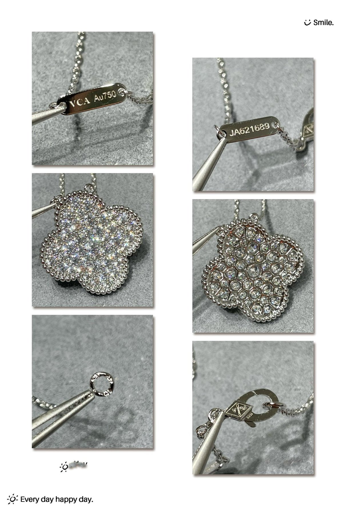 [⭐Corinne]CLOVER 25MM LARGE PENDANT DIAMOND PAVED SILVER NECKLACE