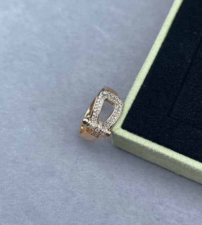 [⭐Corinne]Wide Hoof-Shaped Diamond-Studded Ring