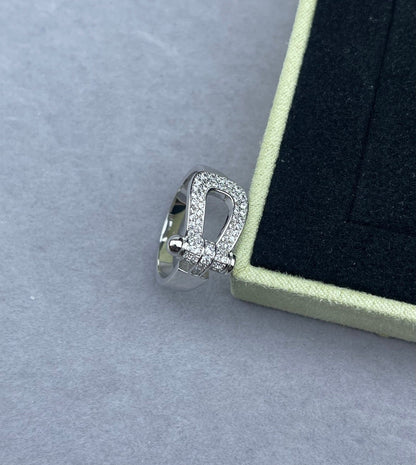 [⭐Corinne]Wide Hoof-Shaped Diamond-Studded Ring