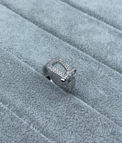 [⭐Corinne]Wide Hoof-Shaped Diamond-Studded Ring