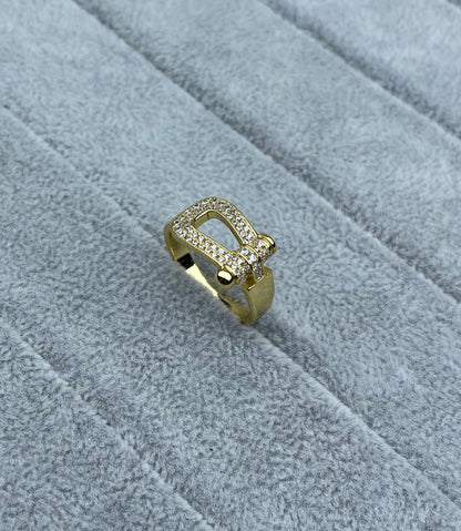 [⭐Corinne]Wide Hoof-Shaped Diamond-Studded Ring