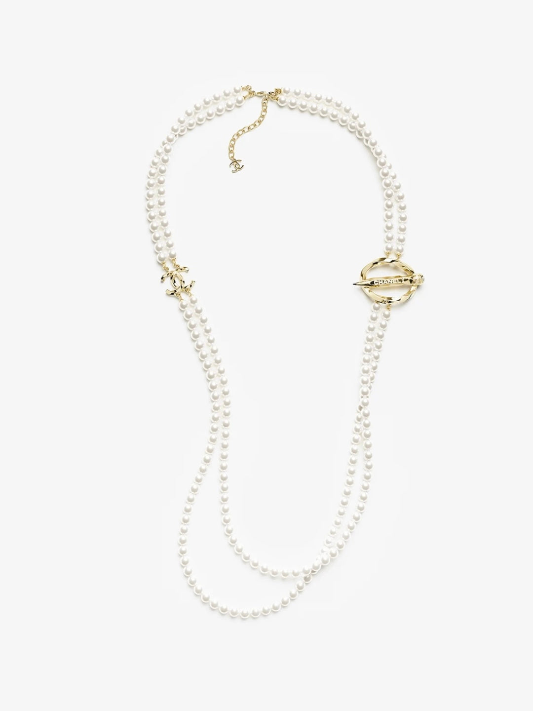 [⭐Corinne]25K Pencil Double C Double-Layer Pearl Sweater Chain