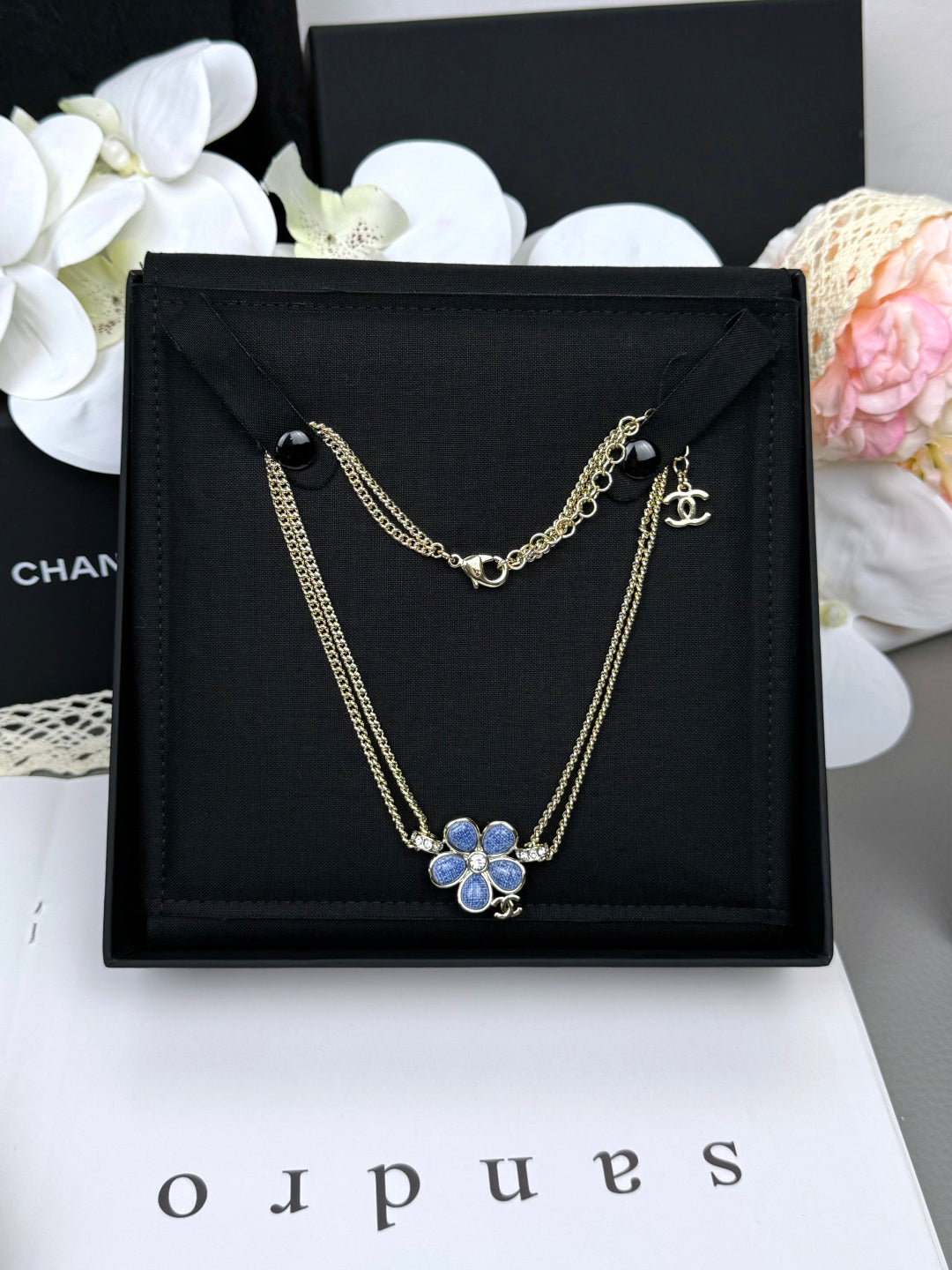 [⭐Corinne]New Blue Floral Double-Layer Necklace