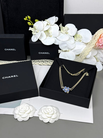 [⭐Corinne]New Blue Floral Double-Layer Necklace