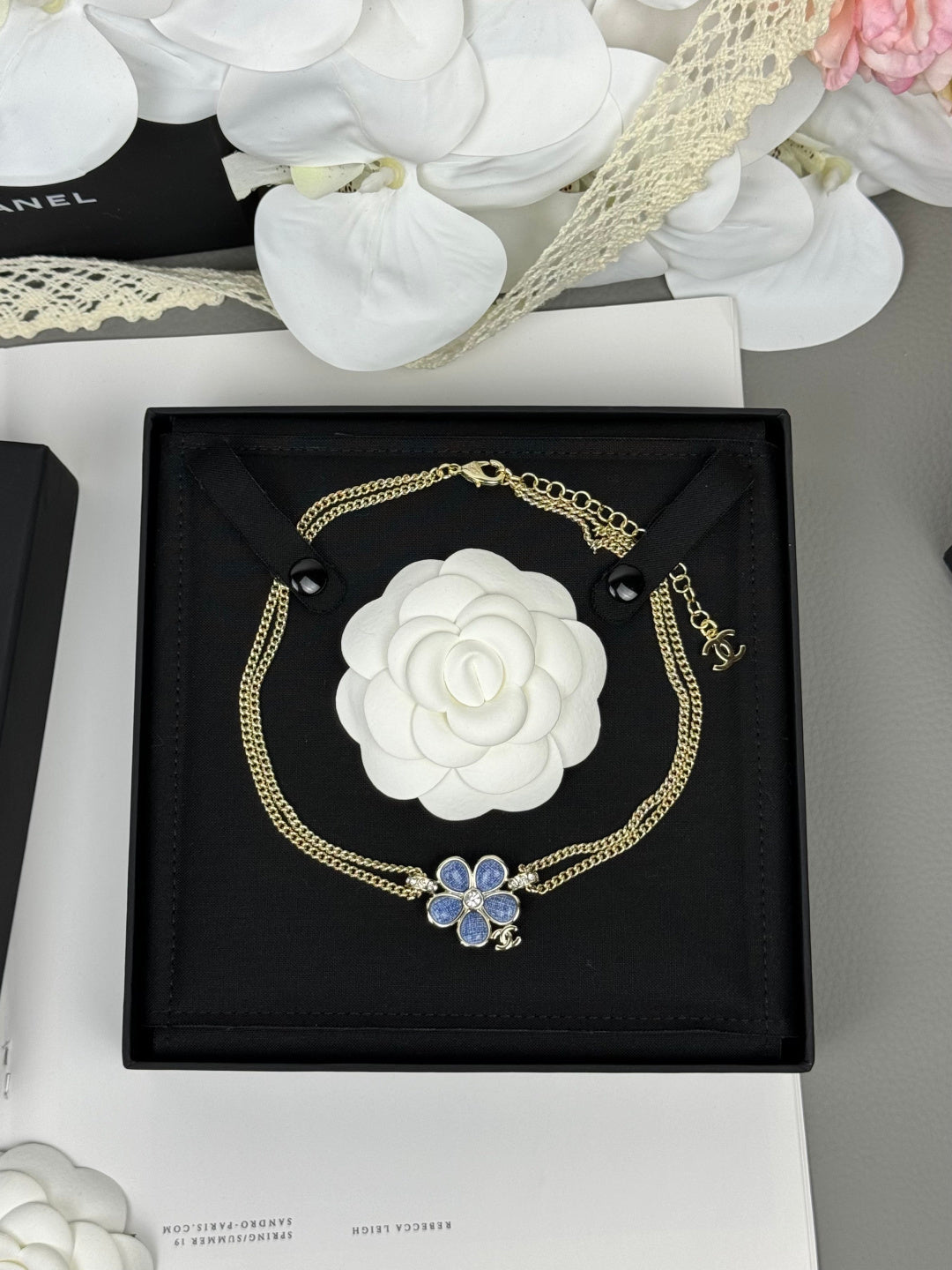 [⭐Corinne]New Blue Floral Double-Layer Necklace