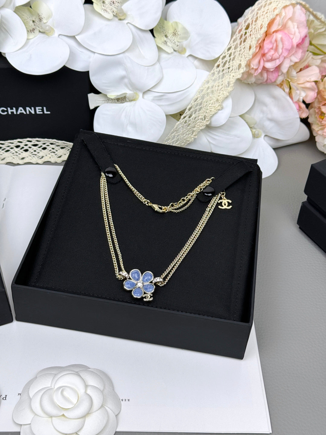 [⭐Corinne]New Blue Floral Double-Layer Necklace