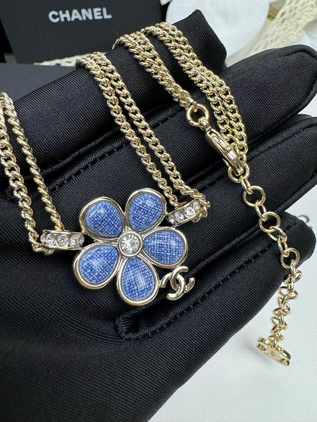 [⭐Corinne]New Blue Floral Double-Layer Necklace