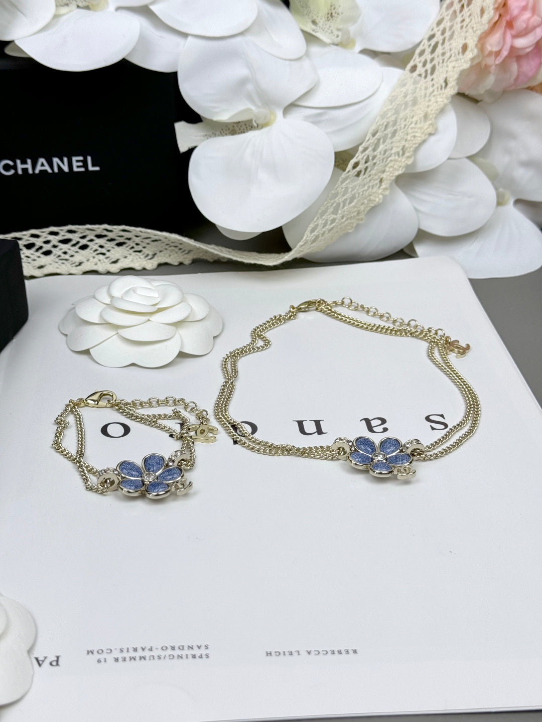 [⭐Corinne]New Blue Floral Double-Layer Necklace