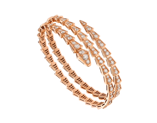 [⭐Corinne]SERPENTI BRACELET PINK GOLD DIAMOND DOUBLE ROW