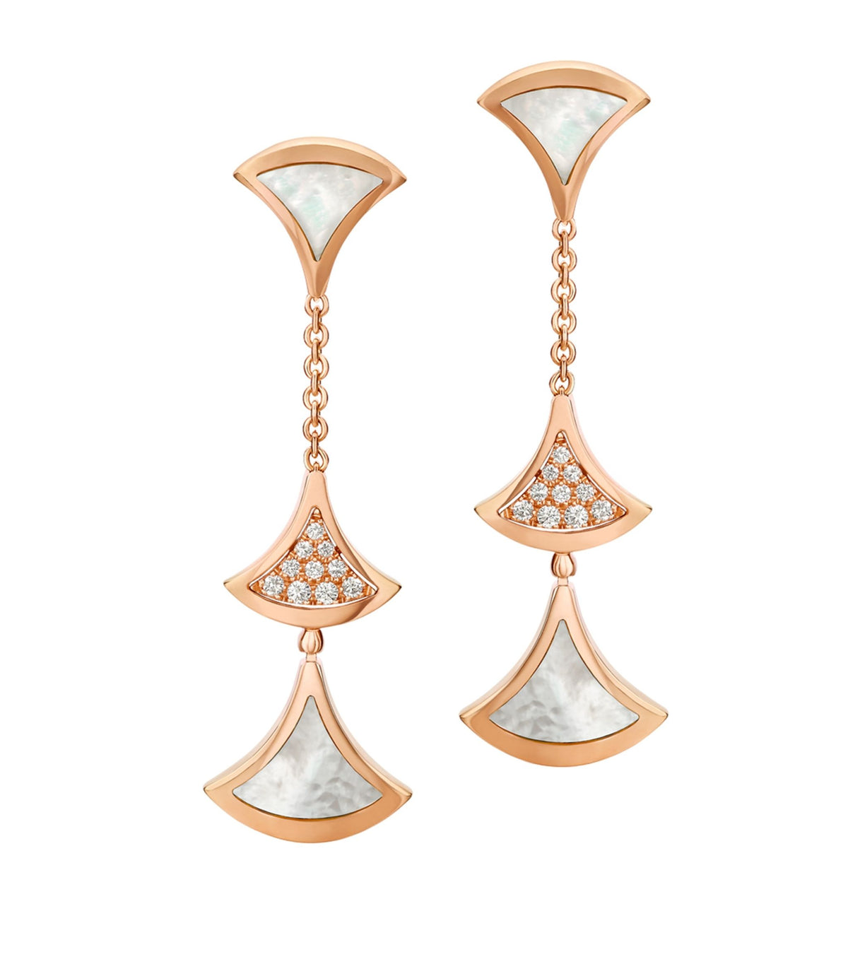 [⭐Corinne]DREAM EARRINGS 3 MOTIFS DIAMOND MOP PINK GOLD