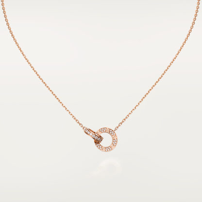 [⭐Corinne]LOVE 7.6MM NECKLACE ROSE GOLD AND SILVER  FULL DIAMOND