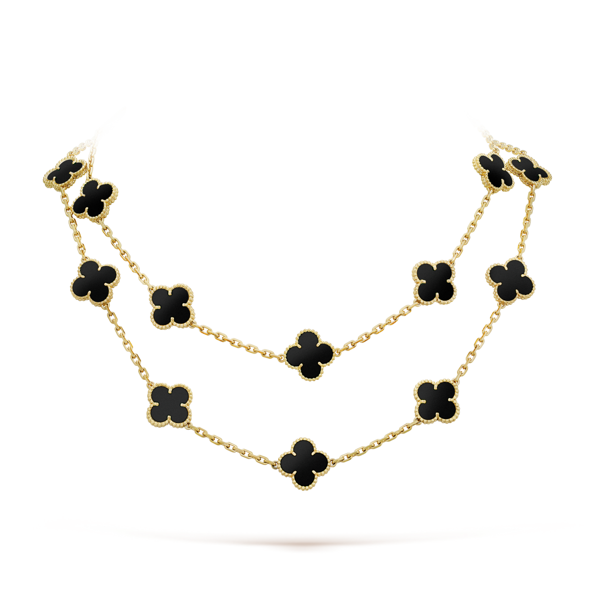 [⭐Corinne]CLOVER 20 MOTIFS ONYX NECKLACE