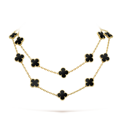 [⭐Corinne]CLOVER 20 MOTIFS ONYX NECKLACE