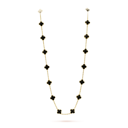 [⭐Corinne]CLOVER 20 MOTIFS ONYX NECKLACE