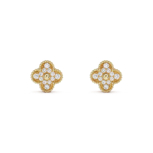 [⭐Corinne]CLOVER MEDIUM 1 MOTIFS FUll DIAMOND EARRINGS