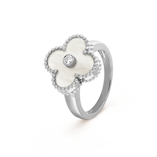 [⭐Corinne]CLOVER SILVER MOP DIAMOND RING