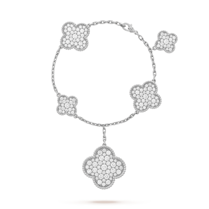 [⭐Corinne]CLOVER 6 MOTIFS SILVER DIAMOND BRACELET