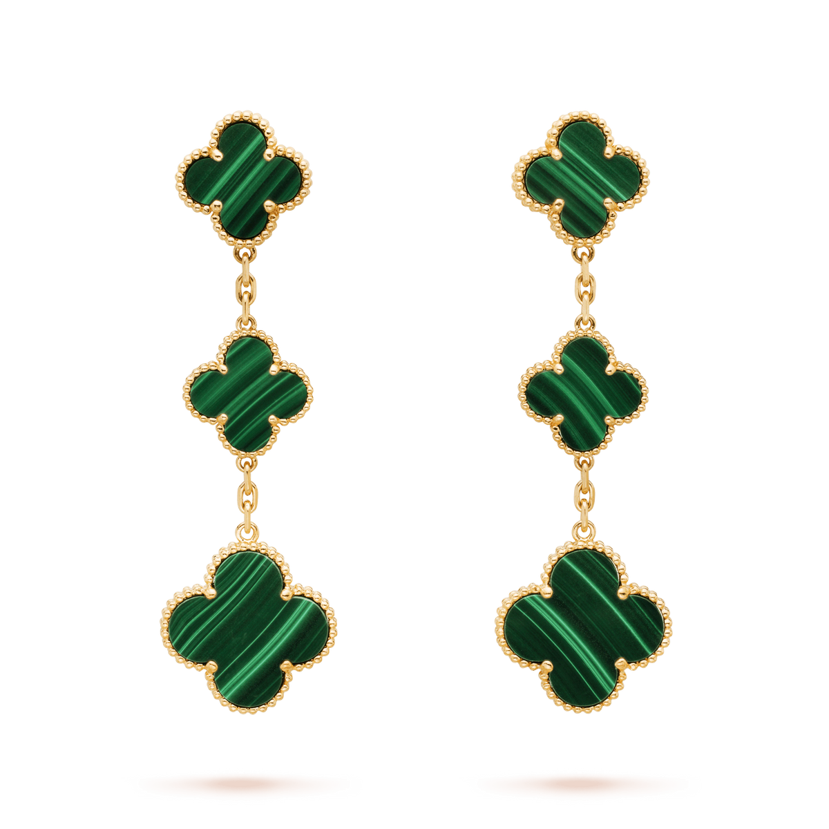 [⭐Corinne]CLOVER MALACHITE 3 MOTIFS GOLD