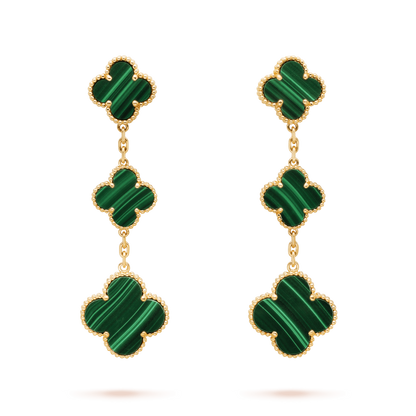 [⭐Corinne]CLOVER MALACHITE 3 MOTIFS GOLD