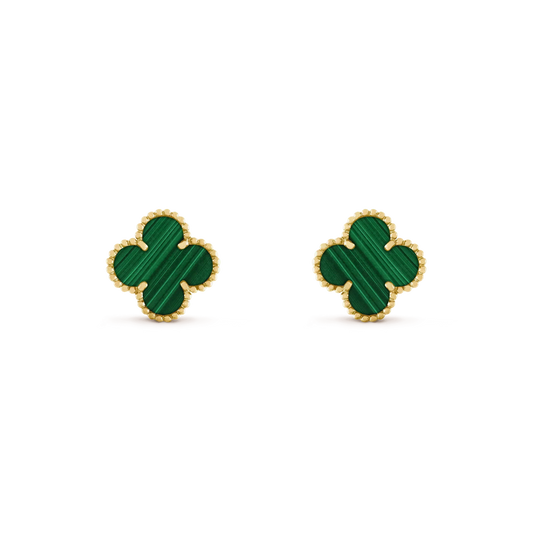 [⭐Corinne]CLOVER MEDIUM 1 MOTIFS MALACHITE  EARRINGS