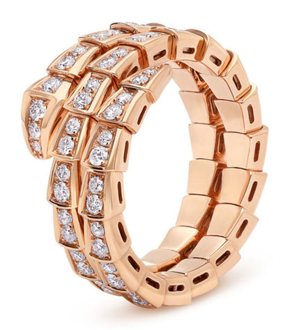 [⭐Corinne]SERPENTI RING PINK GOLD DIAMOND DOUBLE ROW