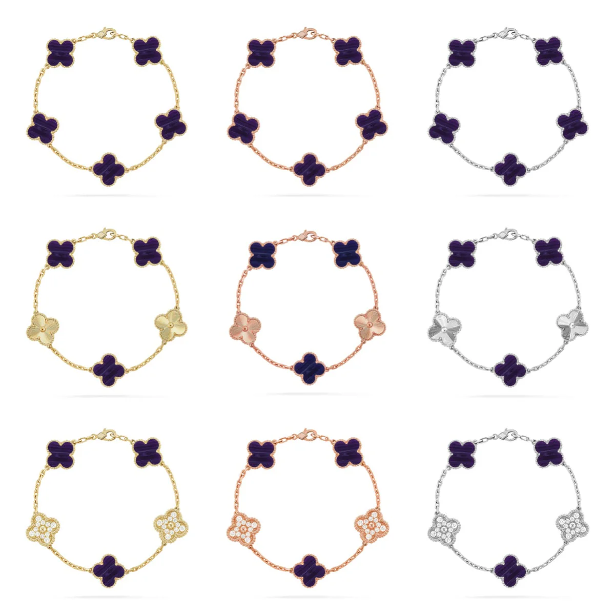 [⭐Corinne]CLOVER 5 MOTIF PURPLE STRIPES BRACELET COLLECTION