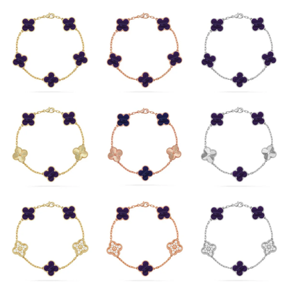 [⭐Corinne]CLOVER 5 MOTIF PURPLE STRIPES BRACELET COLLECTION