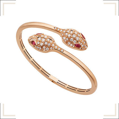 [⭐Corinne]SERPENTI BRACELET PINK GOLD DIAMOND DOUBLE SNAKE