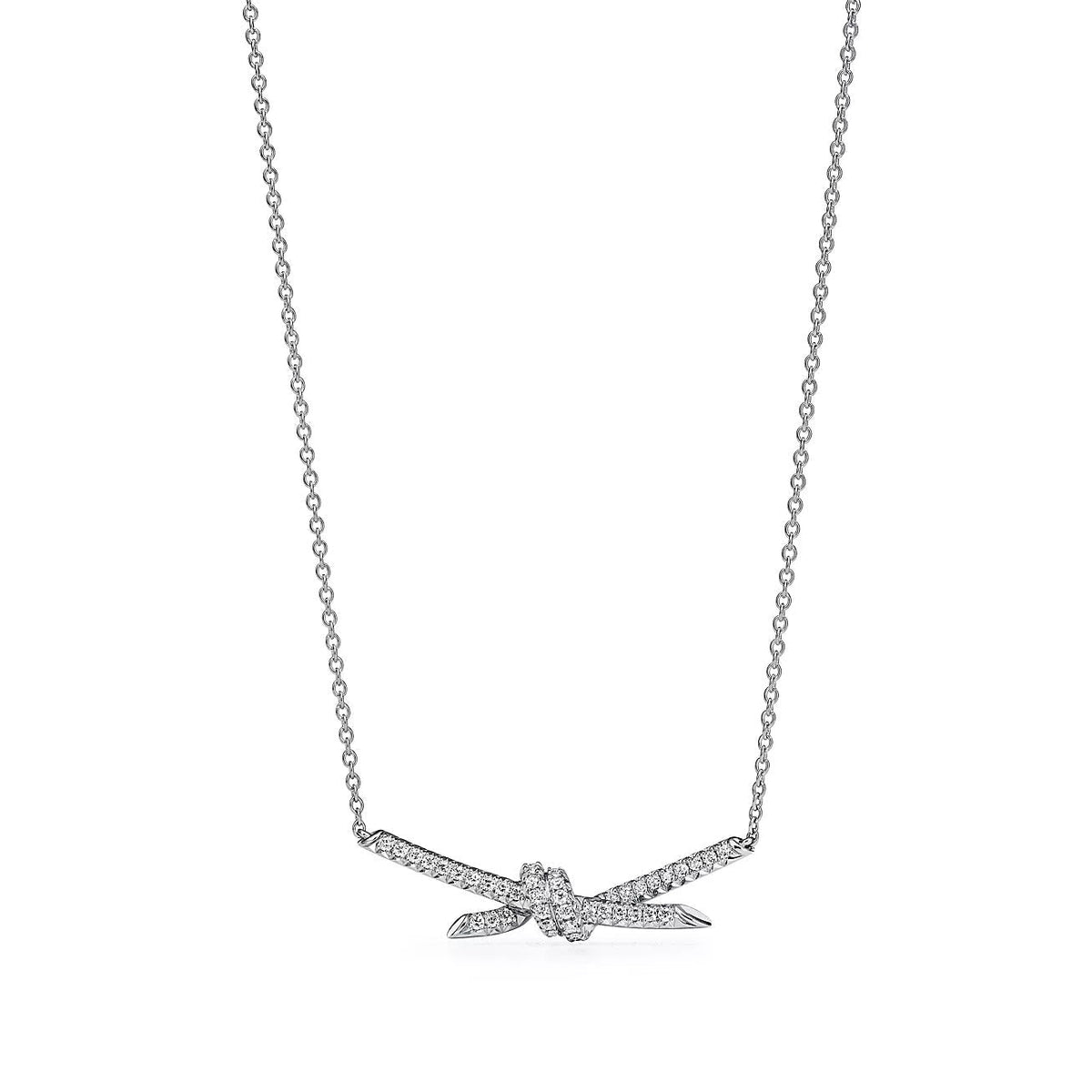[Corinne]KNOT PENDANT SILVER DIAMOND NECKLACE