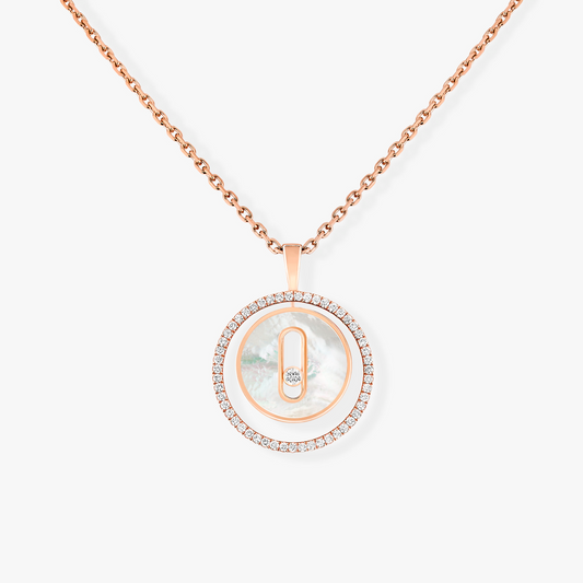 [⭐Corinne]Demo MOVE 1 DIAMOND WHITE MOTHER OF PEARL PINK GOLD DIAMOND NECKLACE