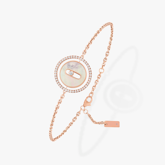 [⭐Corinne]Demo MOVE WHITE MOTHER OF PEARL PINK GOLD DIAMOND BRACELET