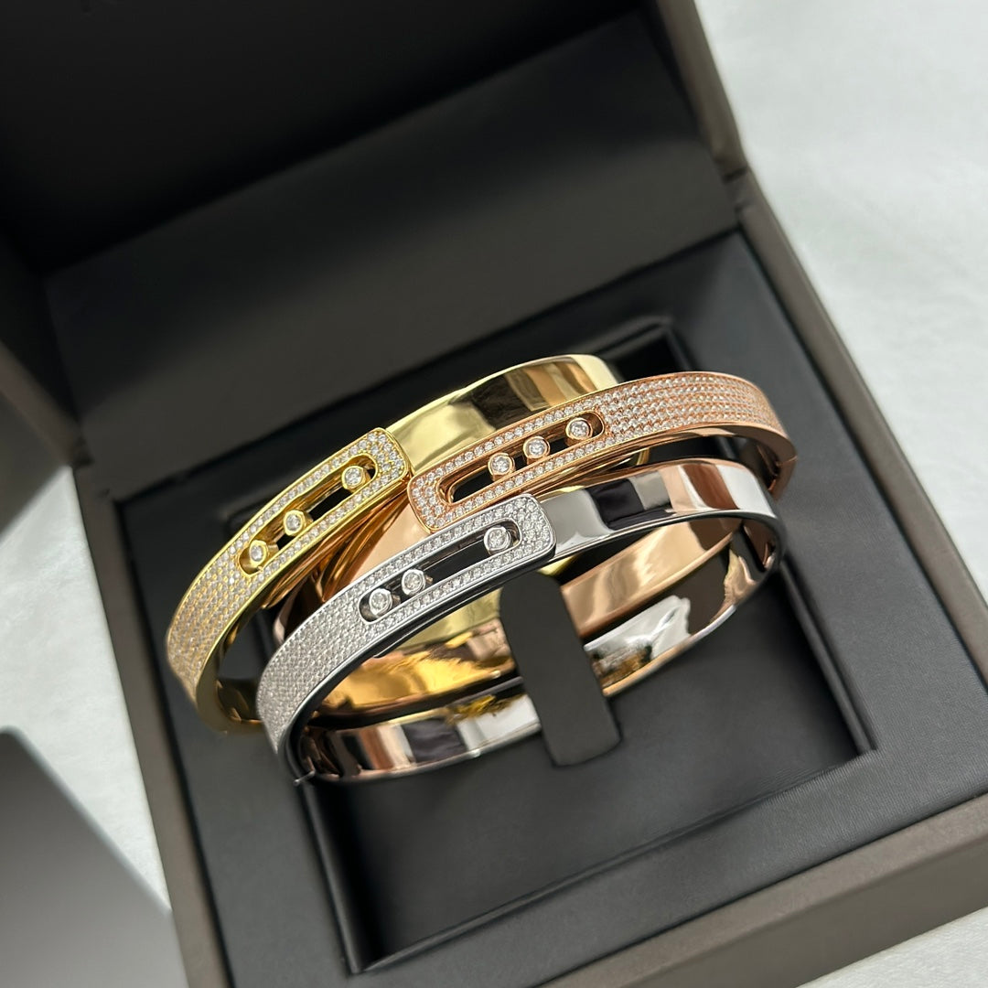 [⭐Corinne]Move Noa Rose Gold Pavé Diamond Bangle Bracelet
