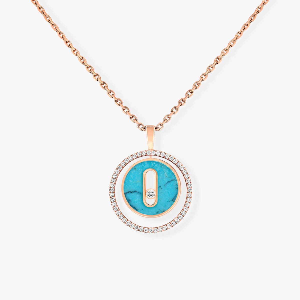 [⭐Corinne]Demo MOVE 1 DIAMOND TURQUOISE PINK GOLD DIAMOND NECKLACE