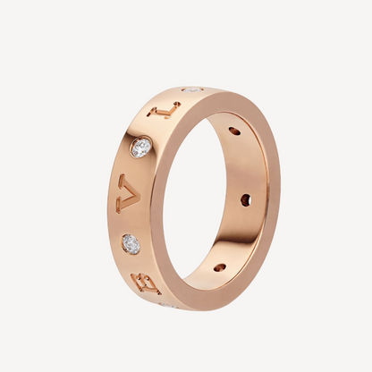 [⭐Corinne]ZERO 1 ESSENTIAL PINK GOLD BAND WITH DIAMONDS RING